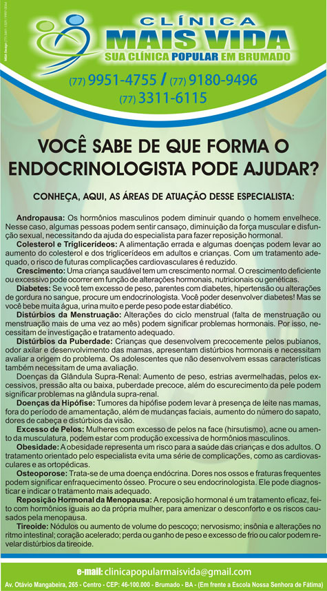 Clínica Mais Vida: Saiba de que forma o endocrinologista pode te ajudar