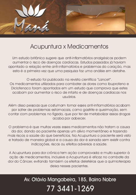 Clínica Maná: Acupuntura X Medicamentos