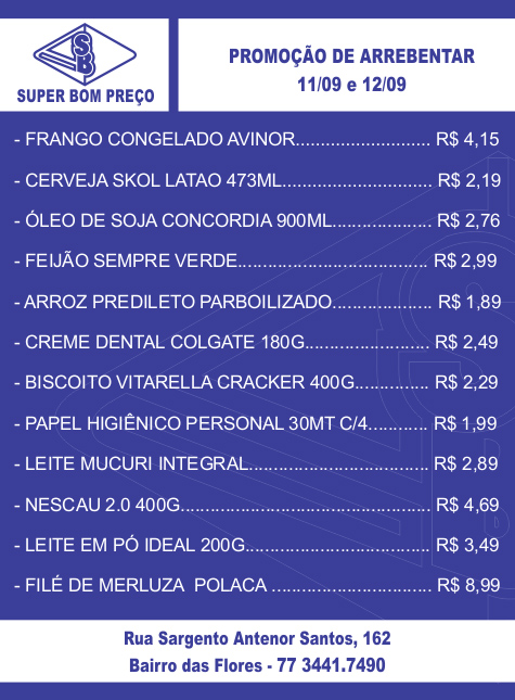 Brumado: Confira as promoções desta quarta e quinta do Supermercado Super Bom Preço