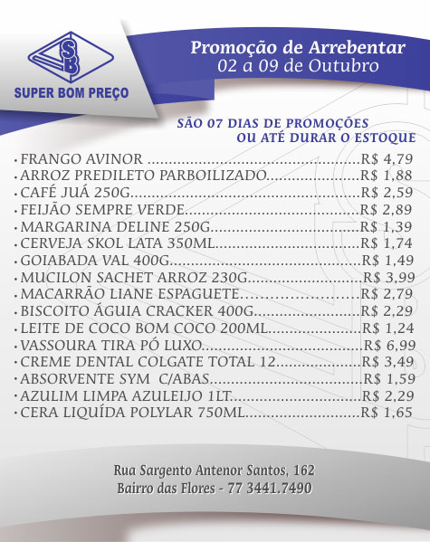 Brumado: Confira as ofertas da semana do Supermercado Super Bom Preço