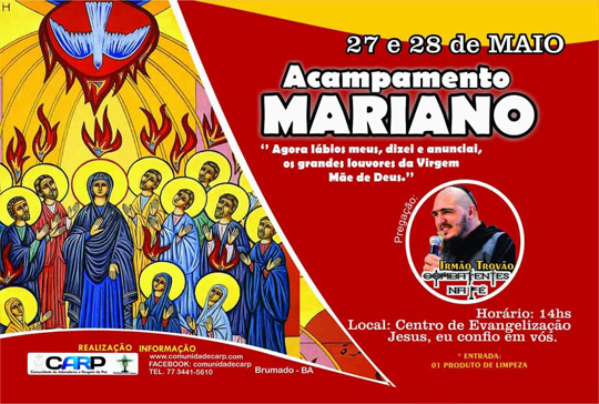 Comunidade Carp realizará Acampamento Mariano nos dias 27 e 28 em Brumado