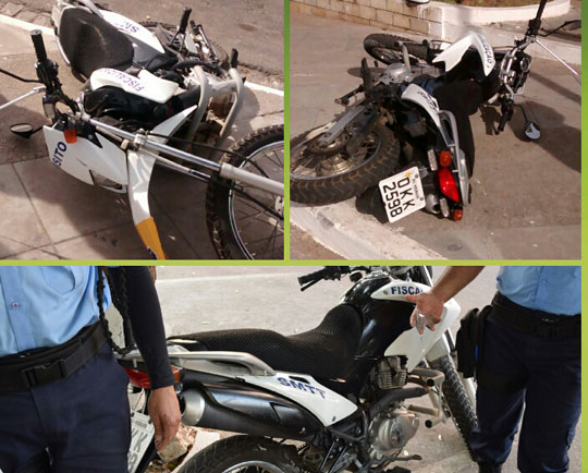 Agentes de trânsito se envolvem em acidente de moto em Brumado