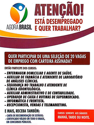 Projeto 'É Agora Brasil' oferece cursos de qualificação em Brumado
