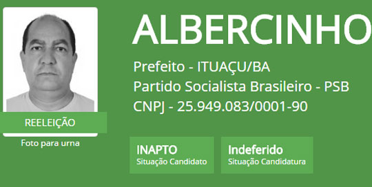 Eleições 2016: Justiça Eleitoral indefere candidatura à reeleição do atual prefeito de Ituaçu