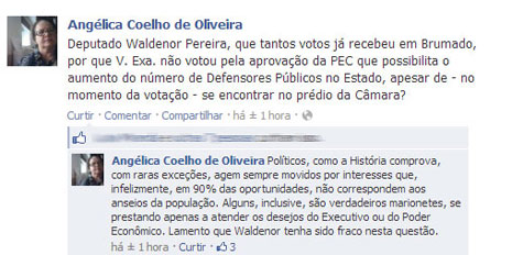 Brumado: Angélica Coelho lamenta posicionamento do deputado Waldenor Pereira na PEC 207/2012