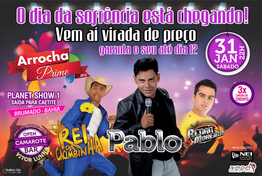 Brumado: Arrocha Prime com Pablo dia 31 de janeiro