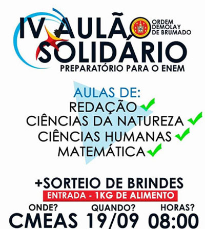 Brumado: Ordem Demolay promove IV Aulão Solidário