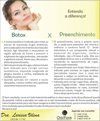 Saiba quais as diferenças entre o Botox e o Preenchimento
