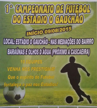 Brumado: Campeonato de futebol do Gauchão começa neste domingo (09) com homenagem aos pais