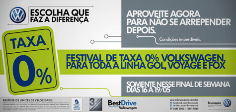 Festival de Taxa 0% Volkswagen na Brumauto