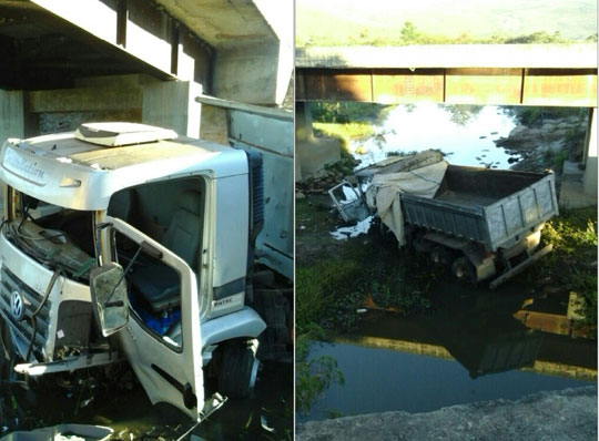 Motorista perde controle da caçamba e cai de uma ponte próximo a Ituaçu