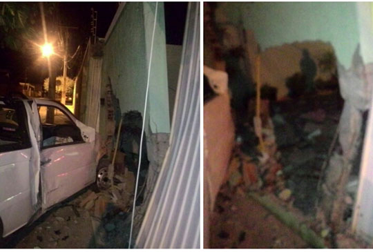 Brumado: Jovem colide carro em alta velocidade contra residência no Bairro Santa Tereza