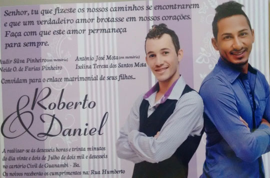 Segundo casamento homoafetivo será realizado em Guanambi
