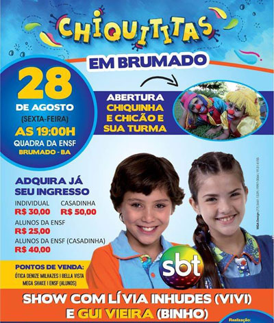 Show das Chiquititas será realizado em Brumado no dia 28 de agosto