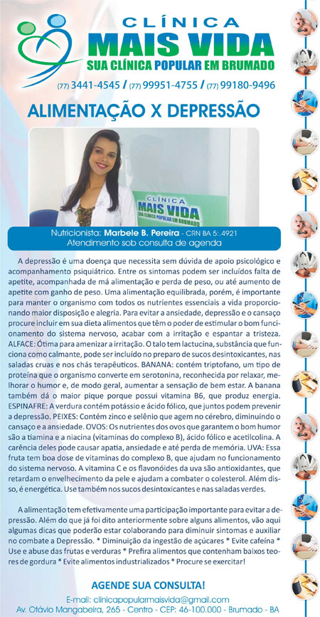 Clínica Mais Vida: Alimentação x Depressão