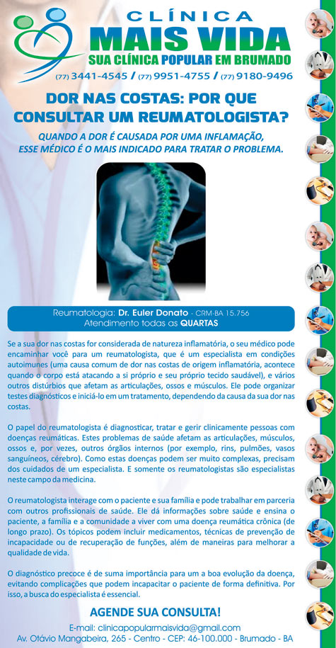 Dor nas costas: Por que consultar um reumatologista da Clínica Mais Vida