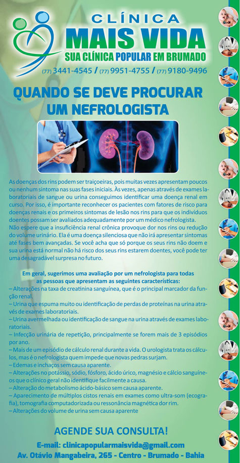 Clínica Mais Vida: Quando se deve procurar um nefrologista