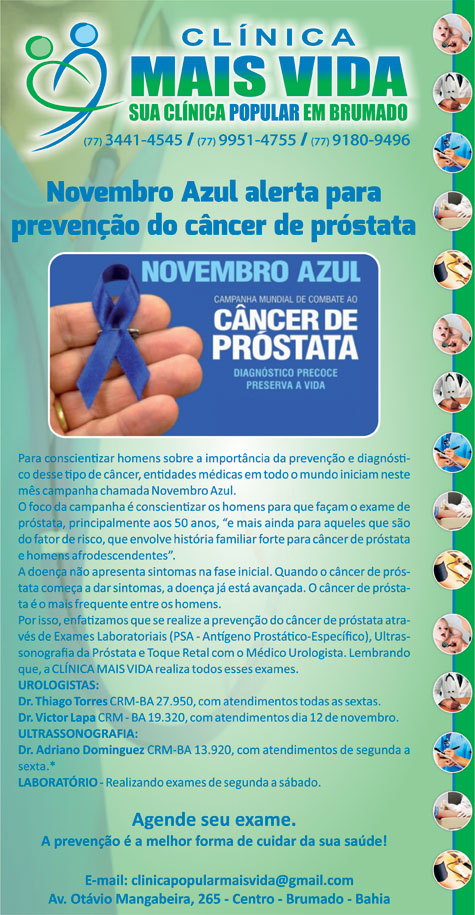 Clínica Mais Vida: Novembro Azul alerta para a prevenção do câncer de próstata