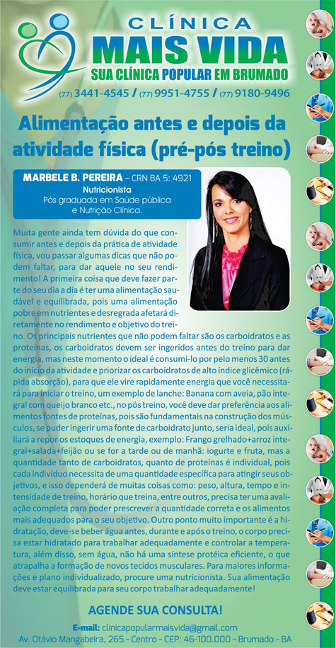 Clínica Mais Vida: Alimentação antes e depois da atividade física