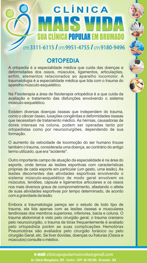 Ortopedia na Clínica Mais Vida