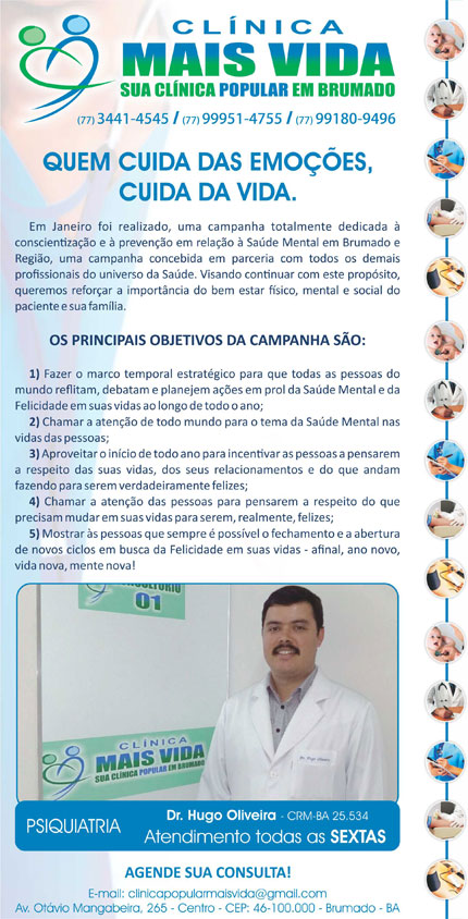 Clínica Mais Vida: Quem cuida das emoções, cuida da vida