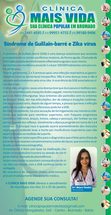 Clínica Mais Vida: Síndrome de Guillain-Barré e Zika Vírus 