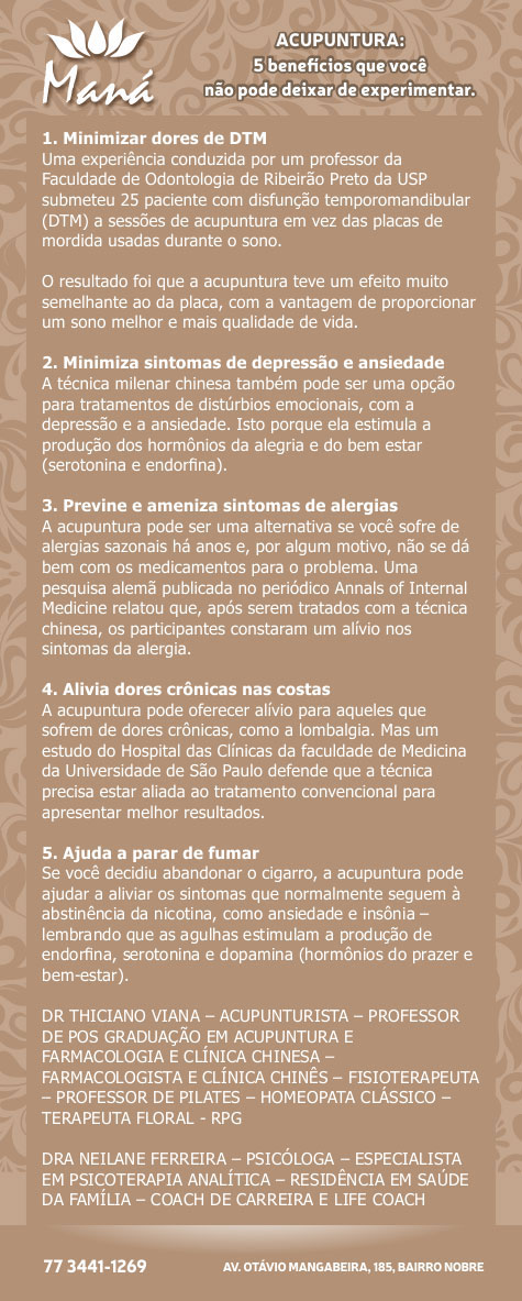 Acupuntura: Cinco benefícios que você não pode deixar de experimentar na Clínica Maná