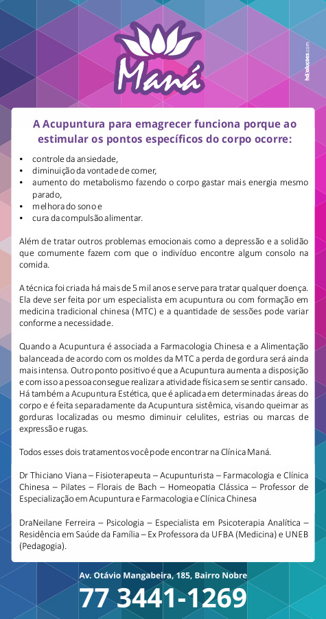 Clínica Maná: Acupuntura para emagrecer