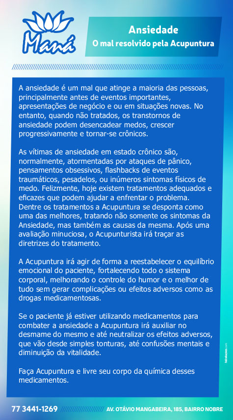 Ansiedade: O mal resolvido pela acupuntura na Clínica Maná