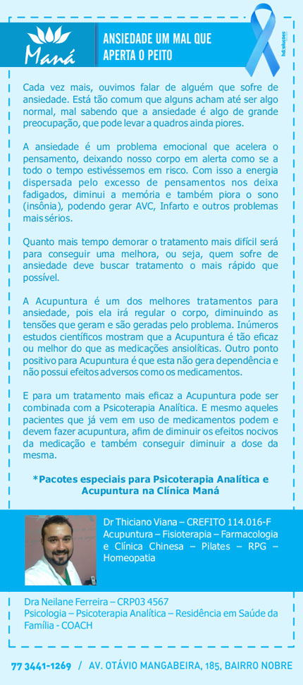 Clínica Maná: Ansiedade um mal que aperta o peito