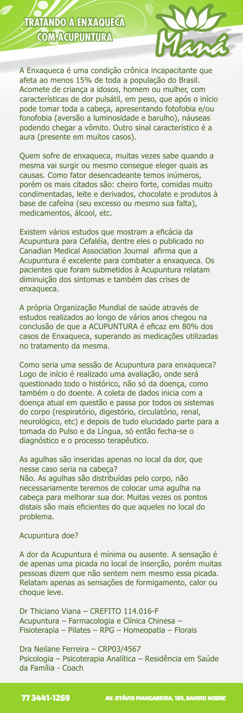 Clínica Maná: Tratando a enxaqueca com acupuntura