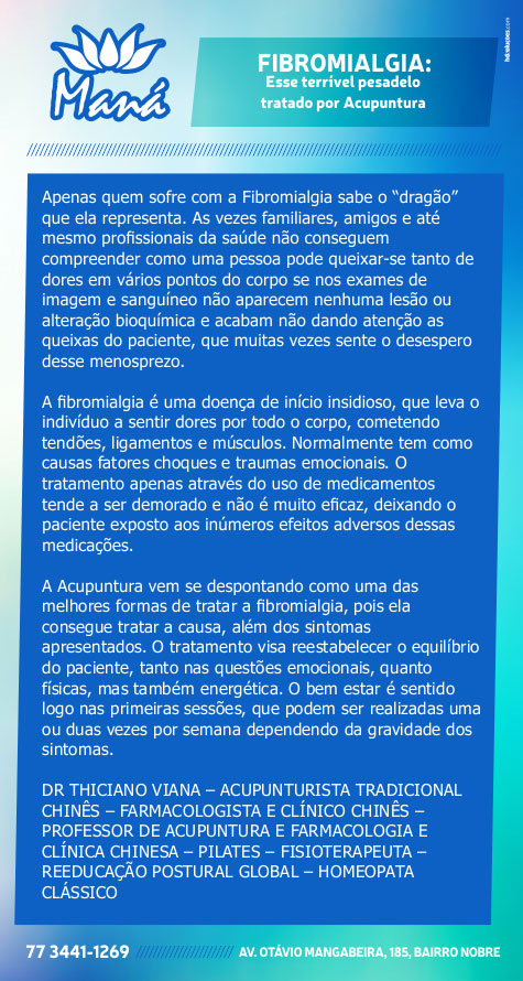 Clínica Maná: Fibromialgia um terrível pesadelo tratado pela acupuntura