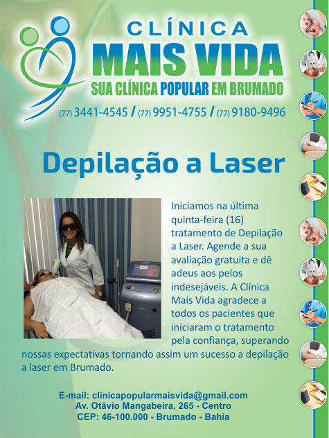 Depilação a laser na Clínica Mais Vida em Brumado