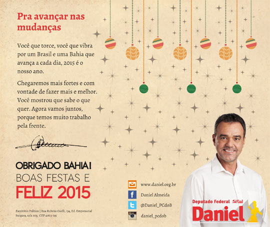 Deputado Daniel Almeida deseja boas festas e promete trabalhar pelo crescimento da Bahia