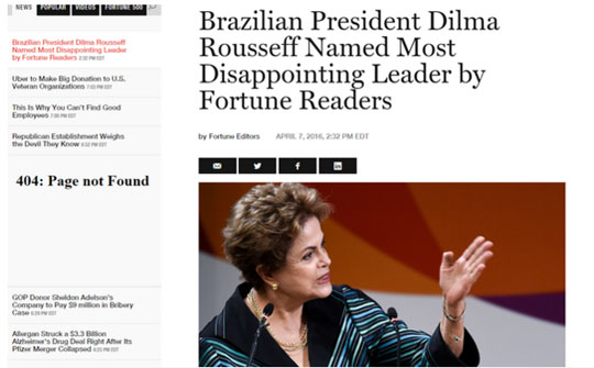 Revista Fortune elege Dilma Rousseff como a líder global mais decepcionante de 2015