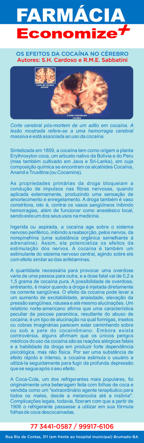Farmácia Economize +: Os efeitos da cocaína no cérebro