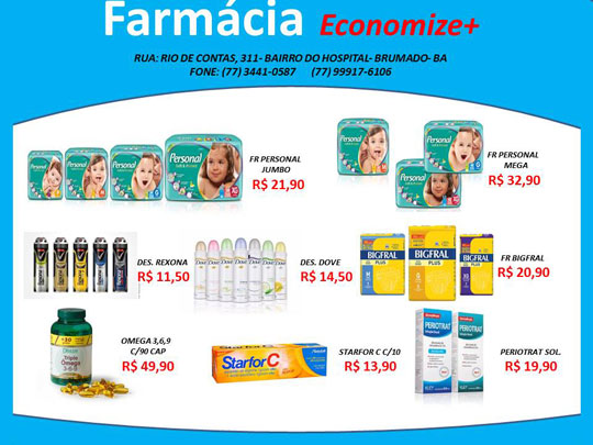 Confira os preços de produtos na Farmácia Economize+
