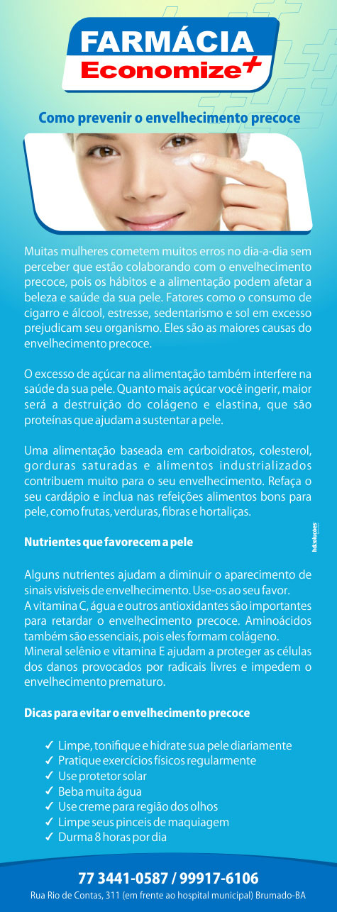 Farmácia Economize +: Como prevenir o envelhecimento precoce