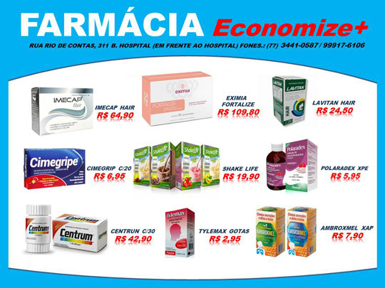 Confira os preços de produtos na Farmácia Economize+