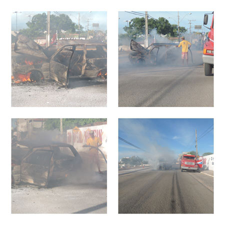 Guanambi: Carro pega fogo no meio da rua