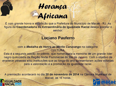 Artista de Brumado recebe honraria especial da prefeitura de Macaé no Rio de Janeiro