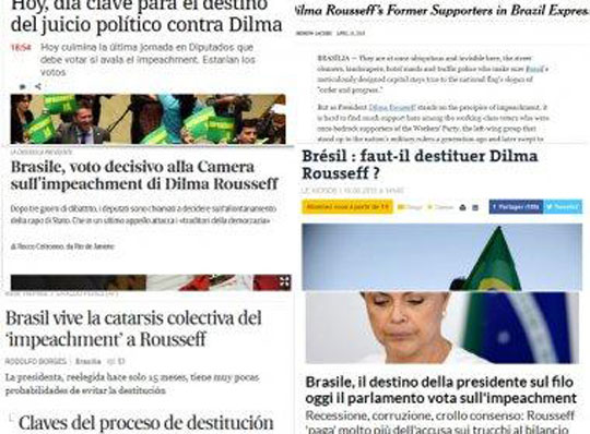Imprensa internacional repercute momento político no Brasil com o impeachment