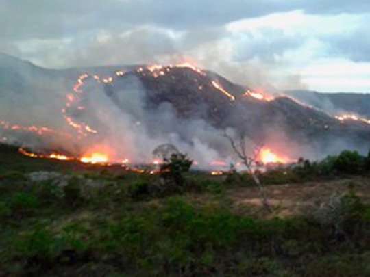 Incêndio atinge local próximo a área de preservação ambiental em Rio de Contas