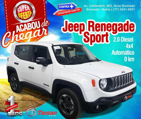 Jeep Renegade acaba de chegar na Taisan Auto em Brumado