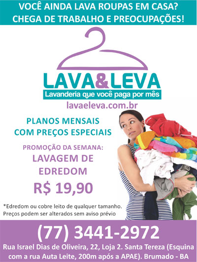 Pare de se preocupar com suas roupas, a Lava & Leva tem a solução em Brumado