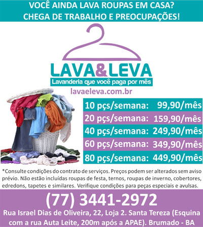 Pare de se preocupar com suas roupas, a Lava & Leva tem a solução em Brumado