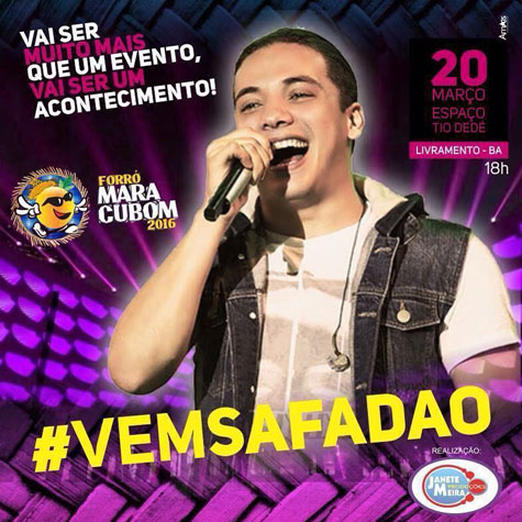 Wesley Safadão grava vídeo e convida público para show em Livramento de Nossa Senhora