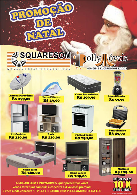 Promoção de Natal é na Squaresom e Polly Móveis em Brumado