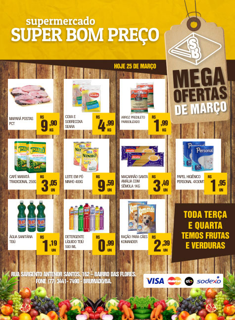 Confira as promoções desta quarta (25) no Supermercado Super Bom Preço