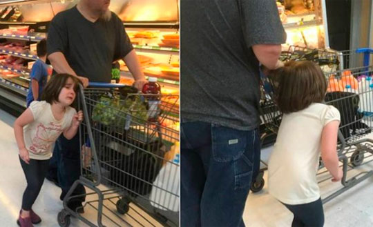 Pai arrasta filha pelos cabelos em supermercado e imagem causa revolta